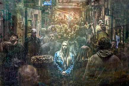 Woman alone in light
