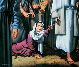 Drawing of hurt woman reaching for Jesus