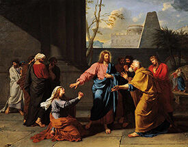 Image of Jesus helping the Canaanite woman