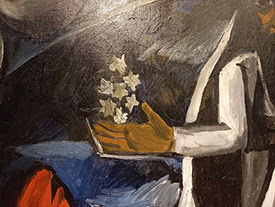 Painting of someone holding stars