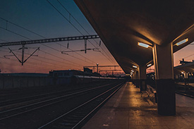 Sunset by an Amtrak Station