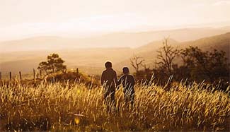 Two people in field